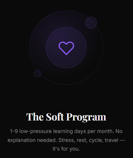 Tech4U Soft Program — 1–9 low-pressure learning days per month
