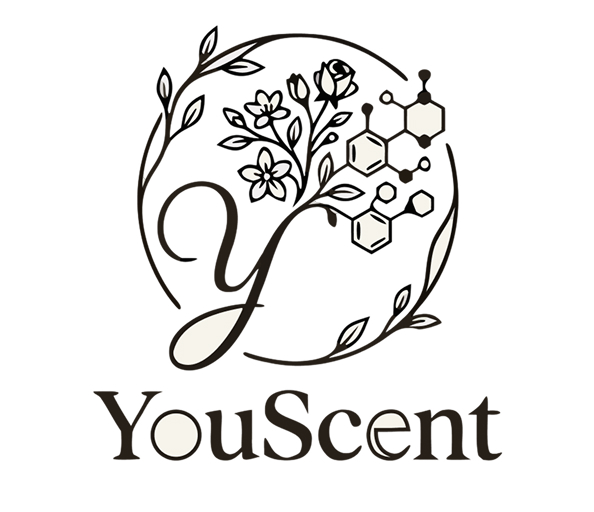 YouScent logo — botanical Y monogram with molecular accents